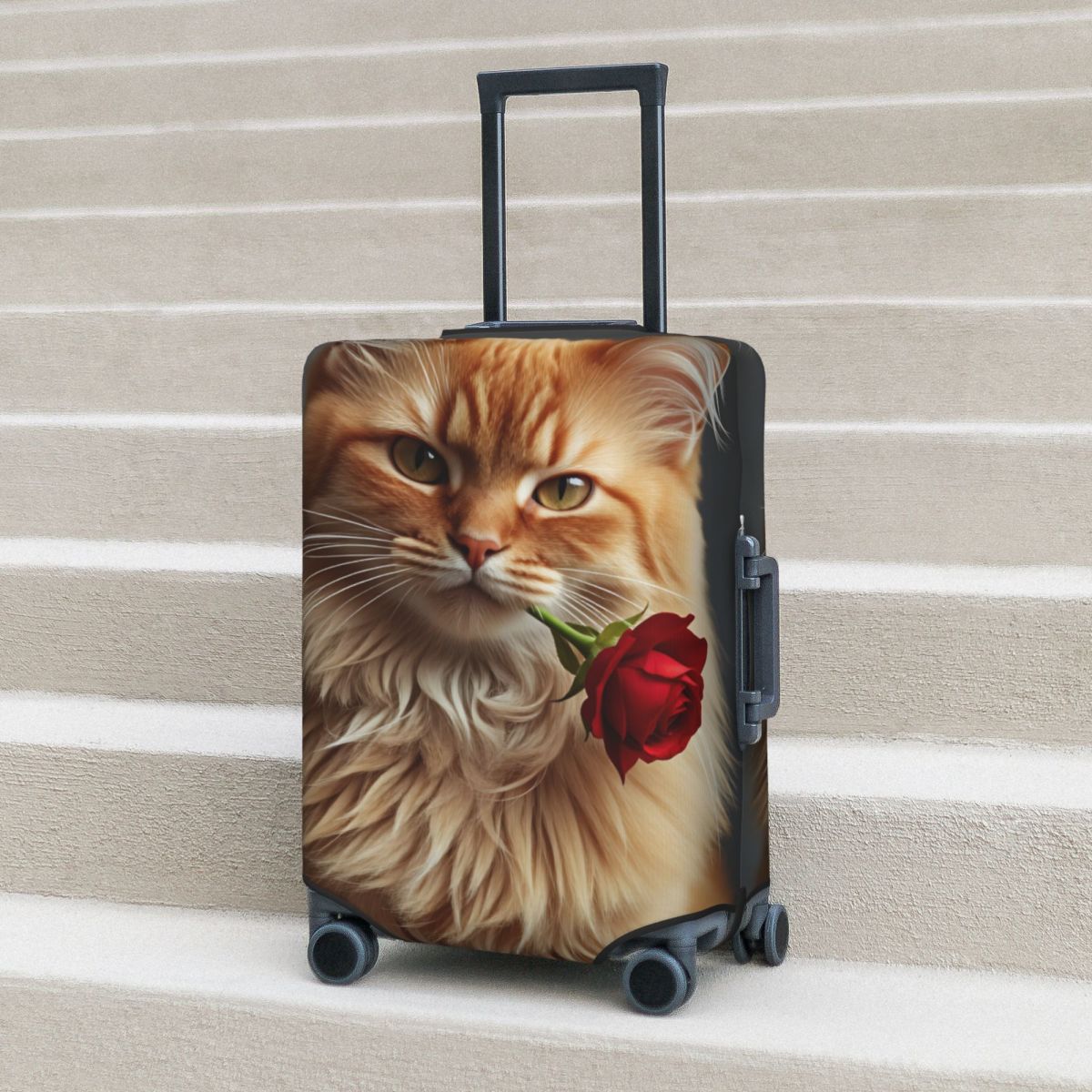 Travel Accessories Long Flight - Kawaii elegante langharige kat met rozenkofferhoes