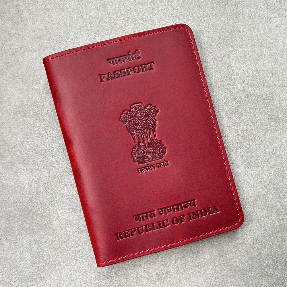 Travel Accessories India - Echt Lederen Gepersonaliseerde Paspoorthoes India Beste