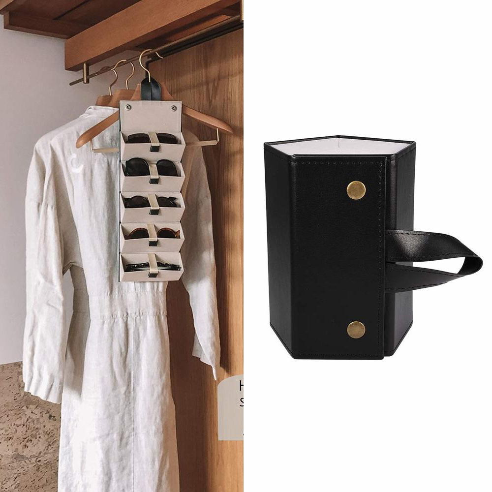 Travel Accessories Ideas - Brilopslag Brillenhouder Reisetui PU-materiaal Zonnebrilorganizer voor